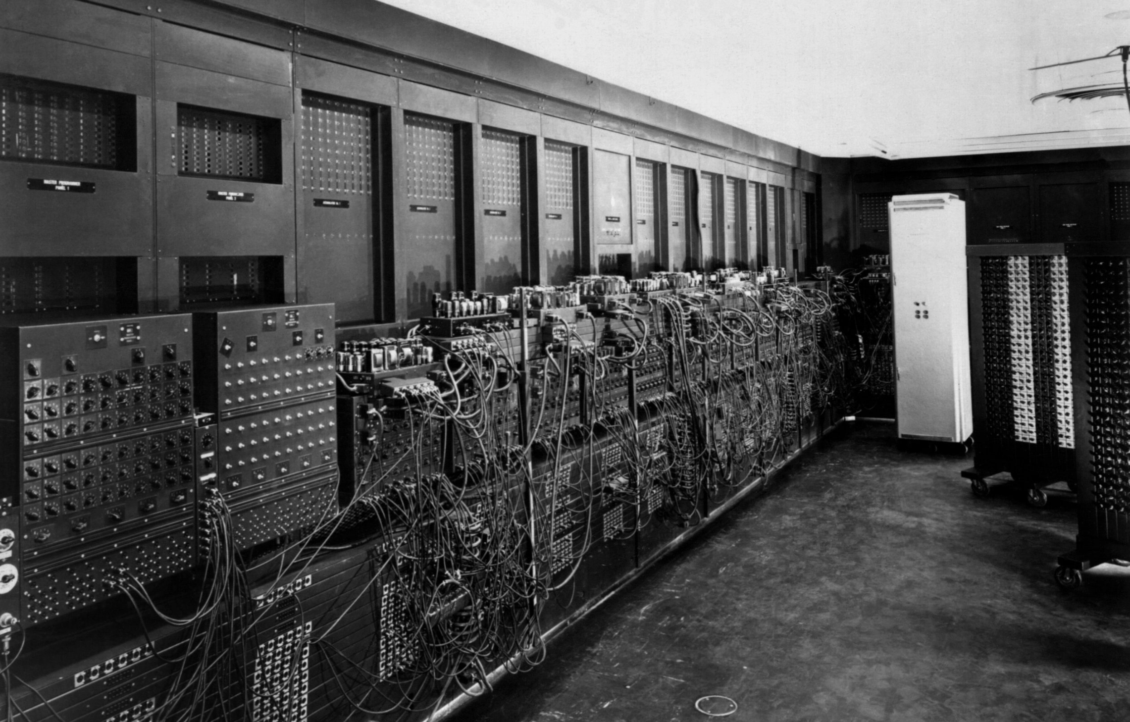 Network servers and cables in data center